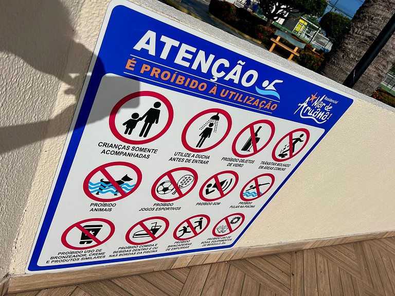 Apto com AR, 3/4 em cond fechado a 5 min da praia